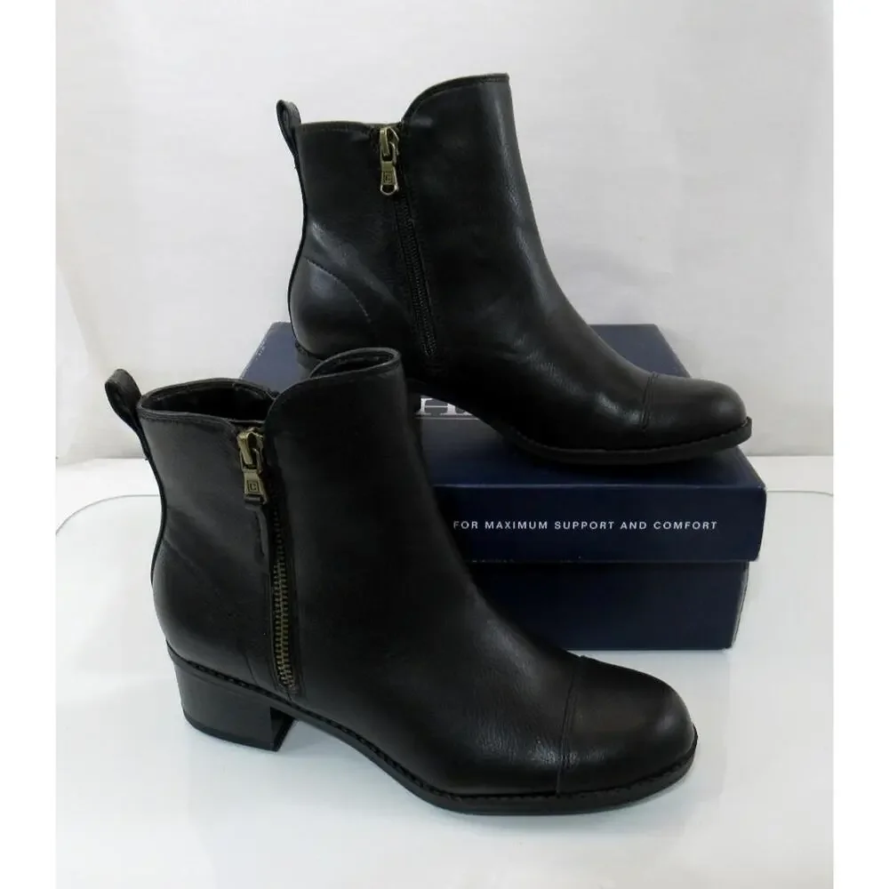 Women's Shoes Chaps PAGE Ankle Boots Booties Double Zip Round Toe Black Size 6